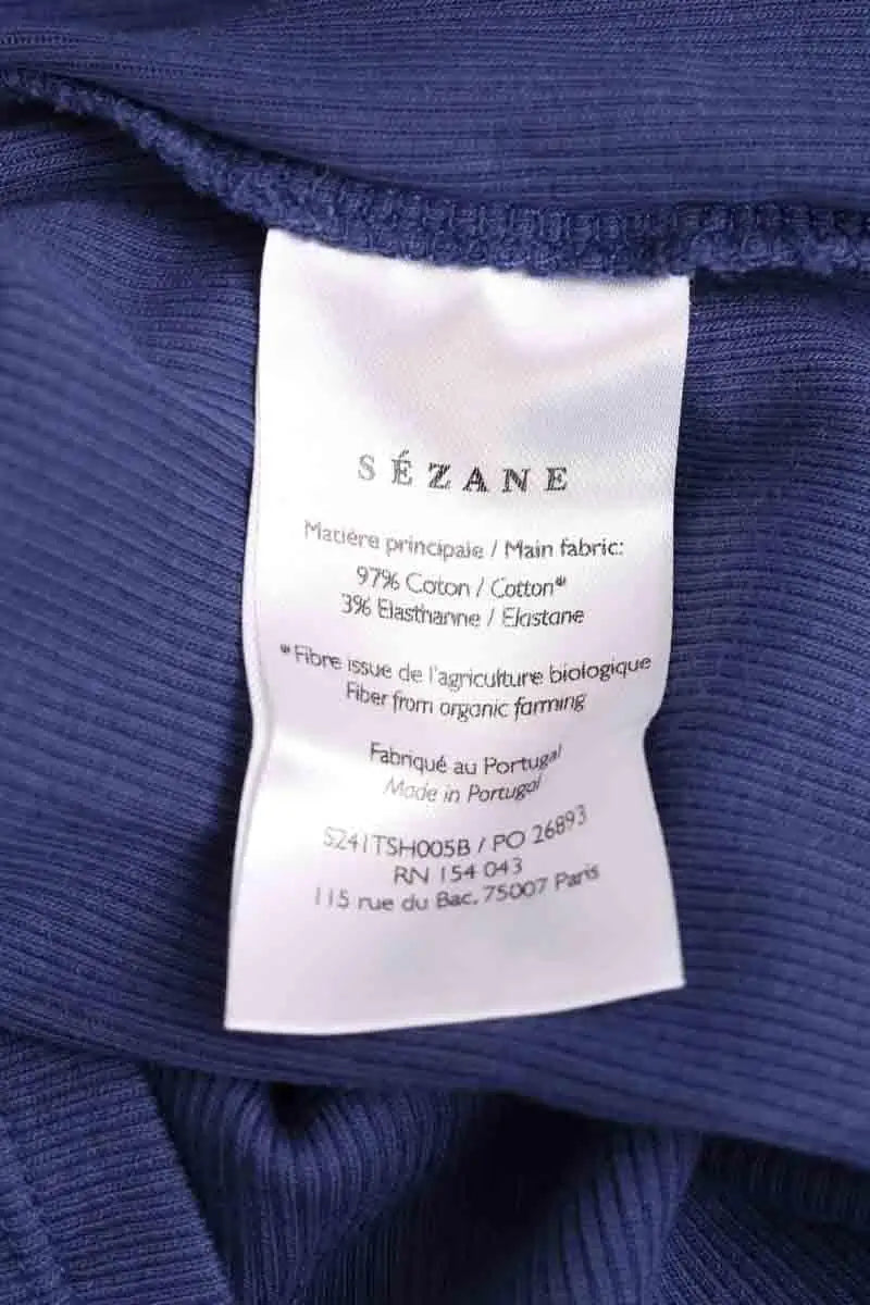 Top Sézane Bleu en Coton