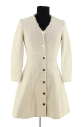 Manteau Maje Ecru en Coton, taille S - Seconde Main