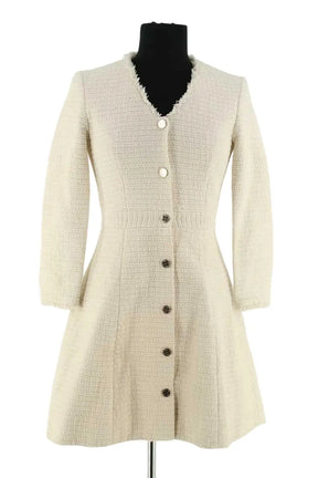 Manteau Maje Ecru en Coton, taille S - Seconde Main