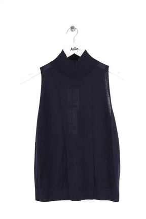Top ME + EM High neck sleeveless top Marine en Laine, taille S - Seconde Main