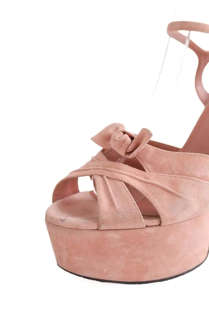 Talons Saint Laurent Rose en Daim