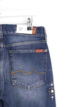 Jean boyfriend 7 For All Mankind Josefina Bleu en Coton
