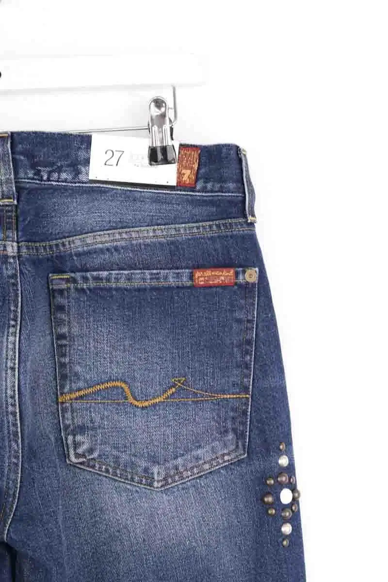 Jean boyfriend 7 For All Mankind Josefina Bleu en Coton