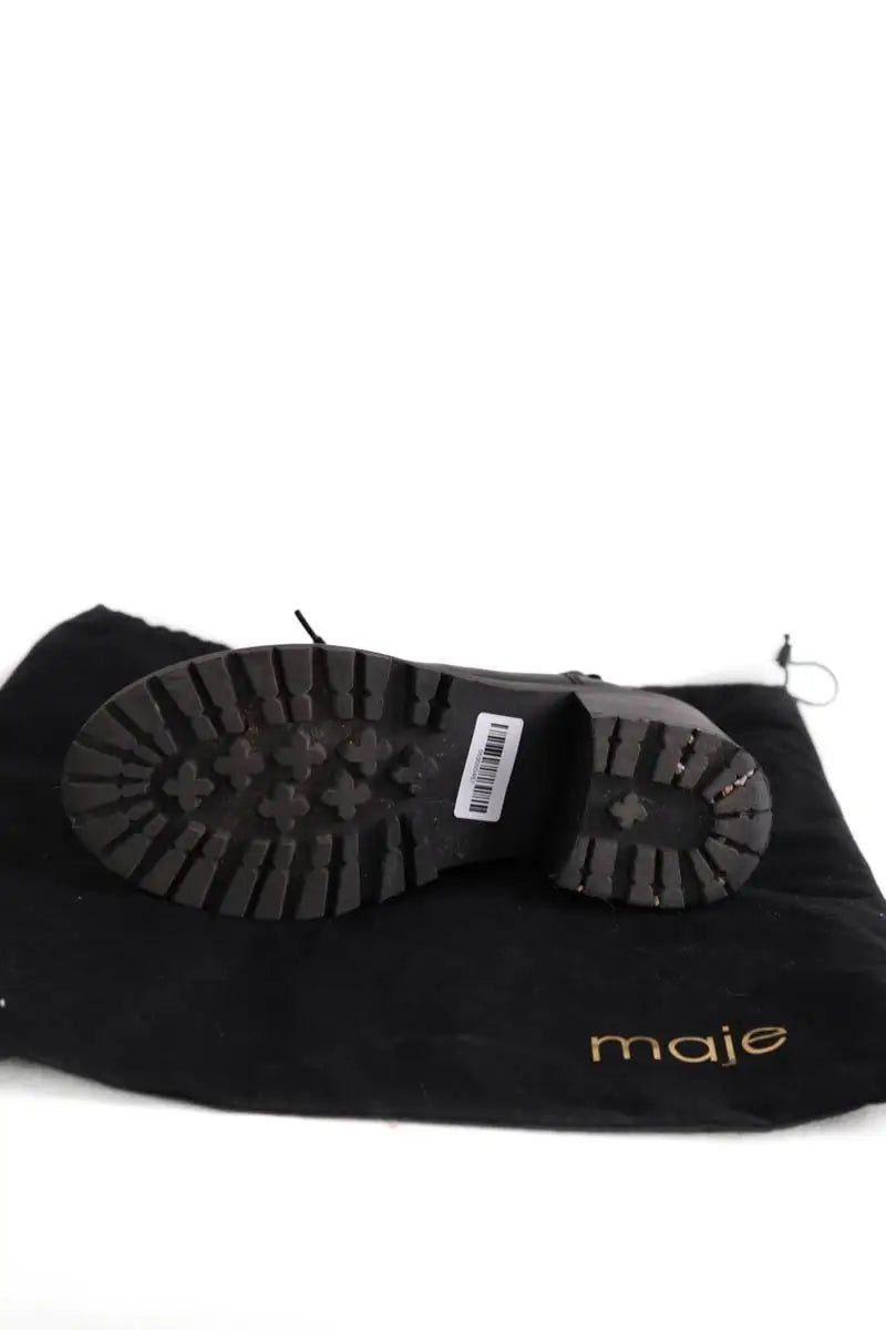 Boots à lacets Maje Noir en Cuir