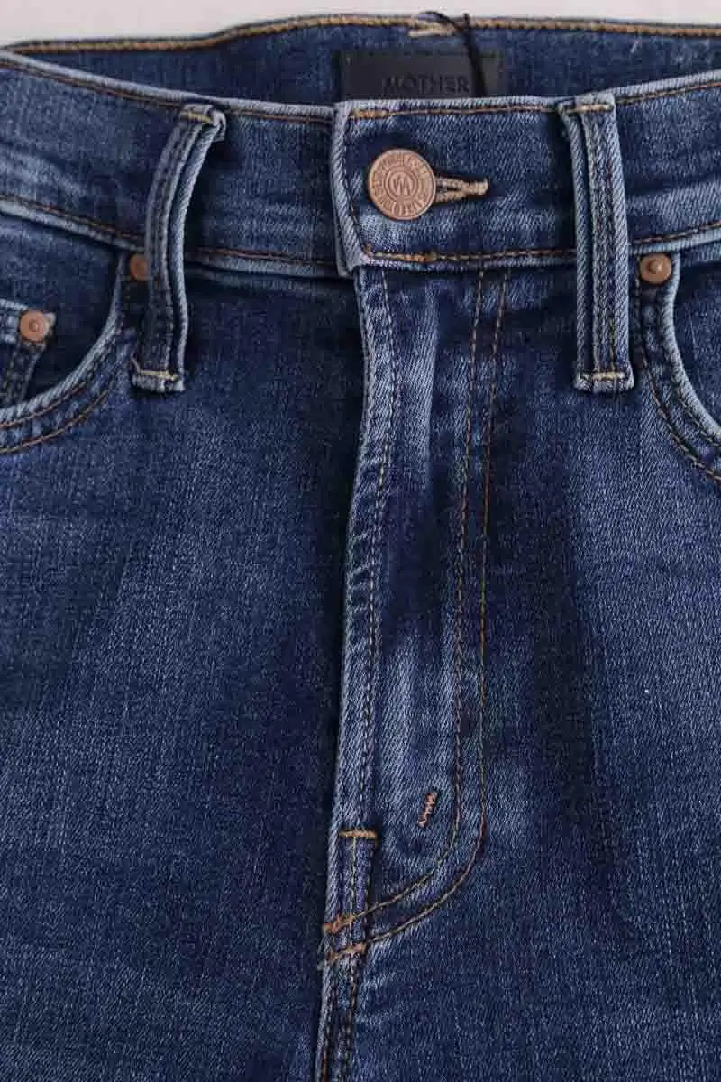 Jean droit Mother The mid rise rider ankle Bleu en Coton - élasthanne