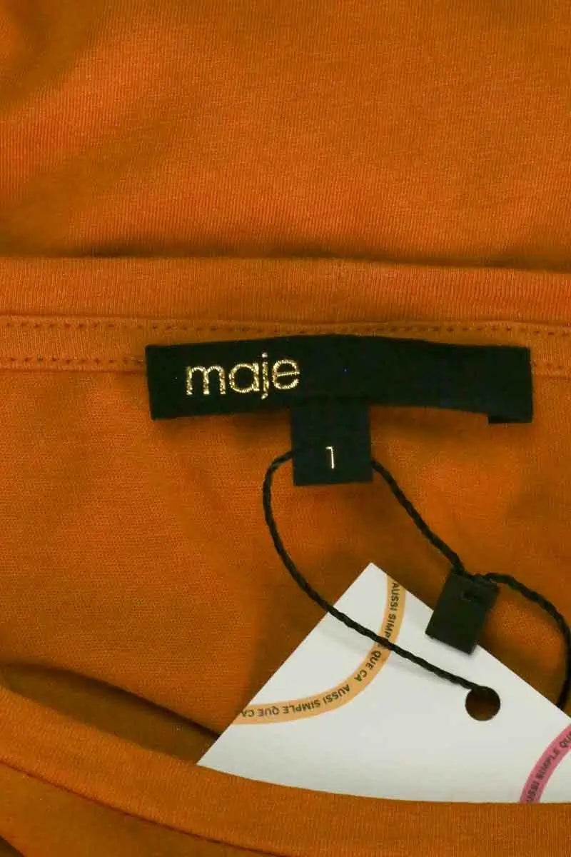 T-shirt Maje Orange en Soie