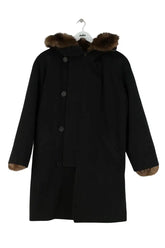 Manteau Yves Salomon Noir en Fourrure, taille M - Seconde Main