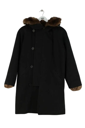 Manteau Yves Salomon Noir en Fourrure, taille M - Seconde Main