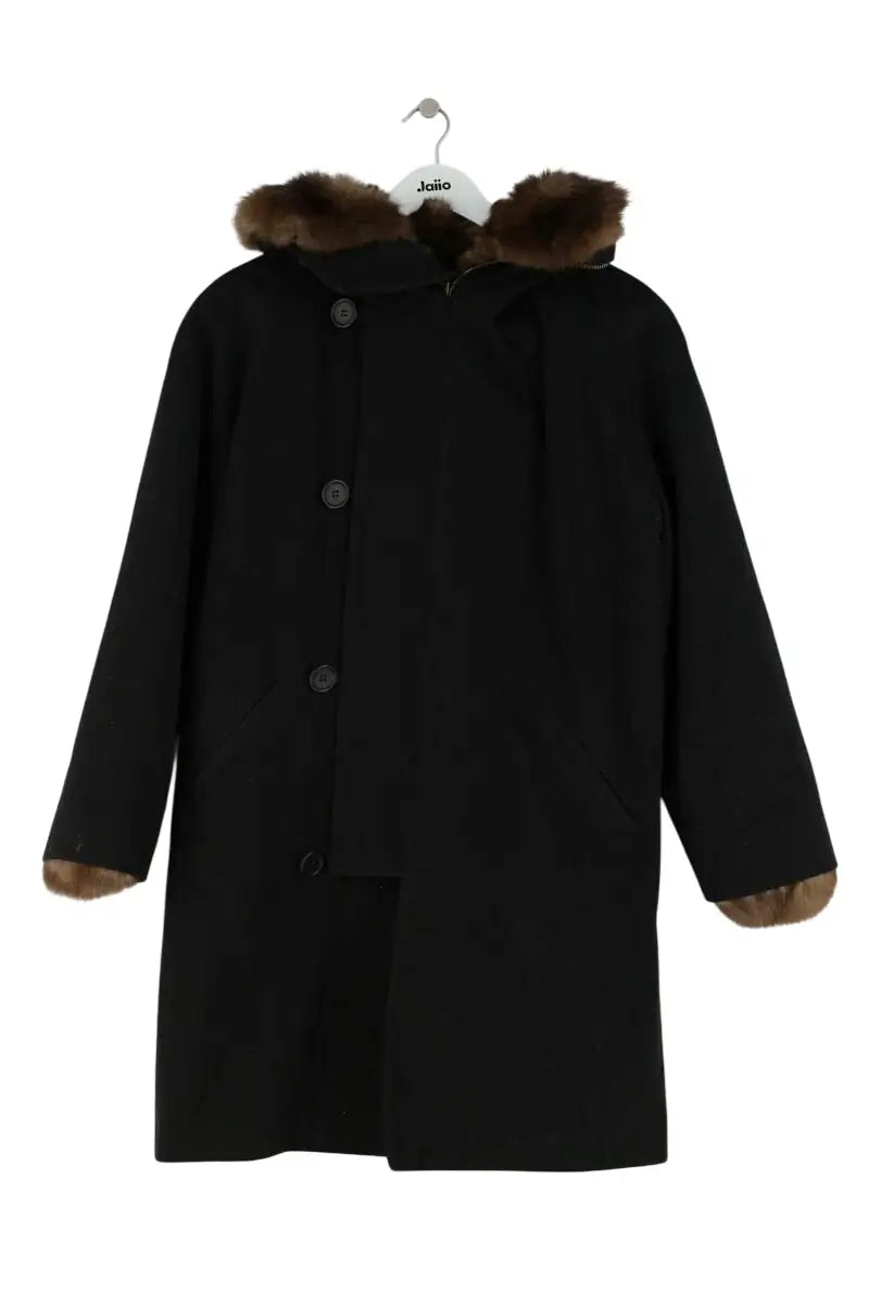 Manteau Yves Salomon Noir en Fourrure, taille M - Seconde Main