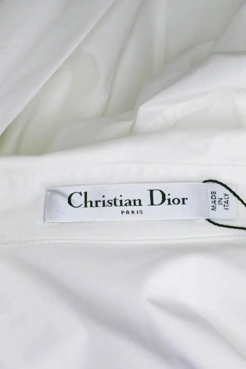 Robe avec twill de soie Dior Blanc en Coton