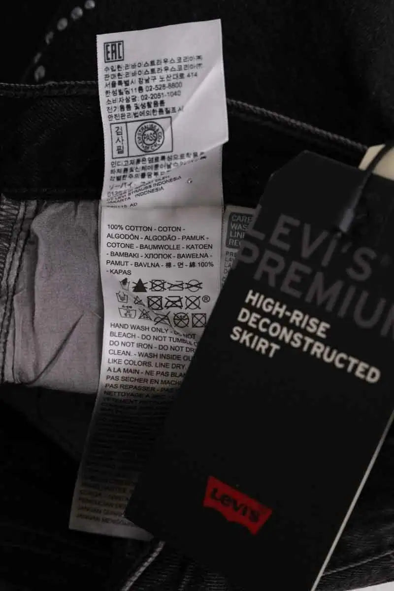 Mini jupe Levi's High rise deconstructed skirt Noir en Coton