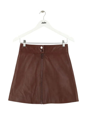 Jupe Claudie Pierlot Bordeaux en Cuir, taille S - Seconde Main