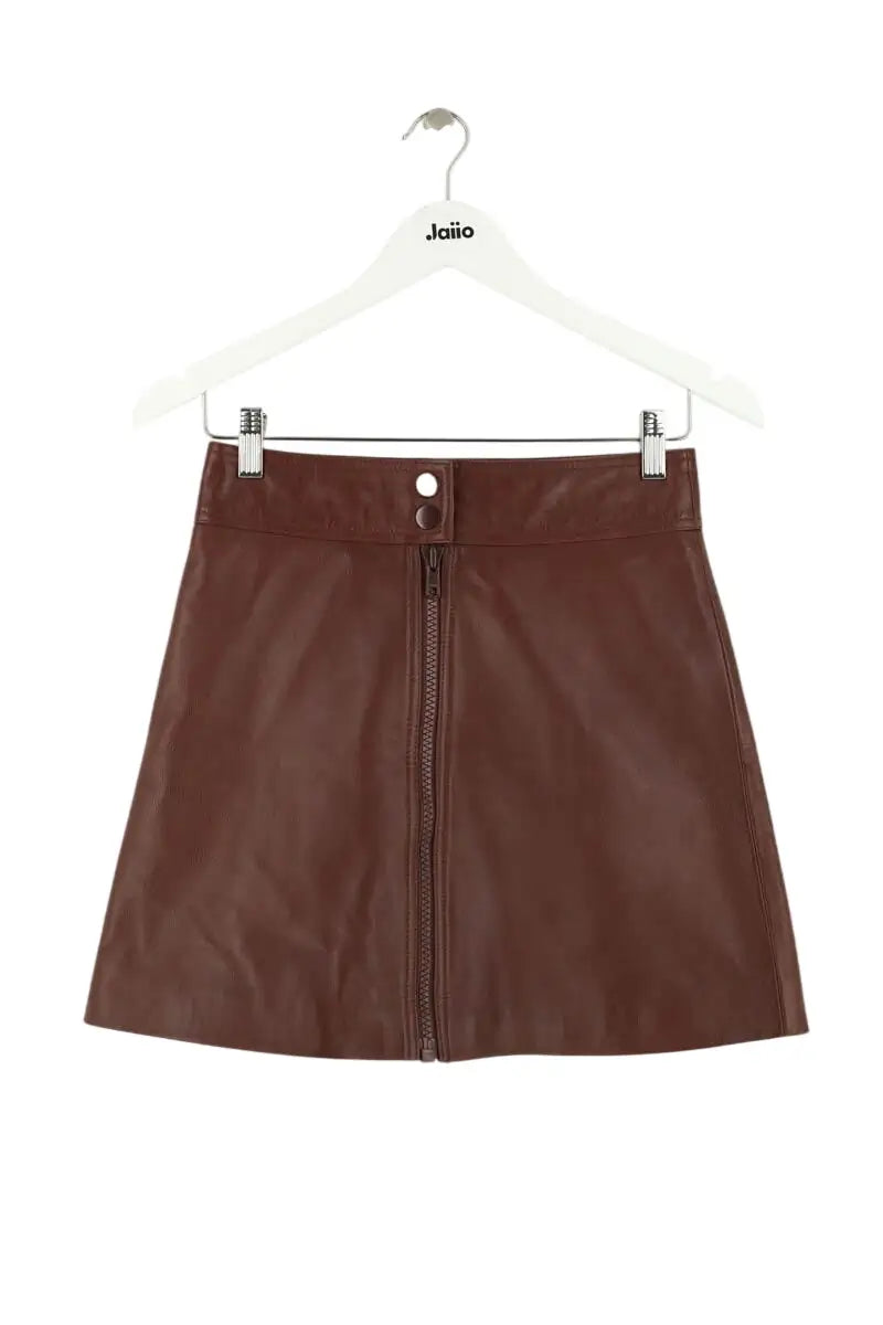 Jupe Claudie Pierlot Bordeaux en Cuir, taille S - Seconde Main