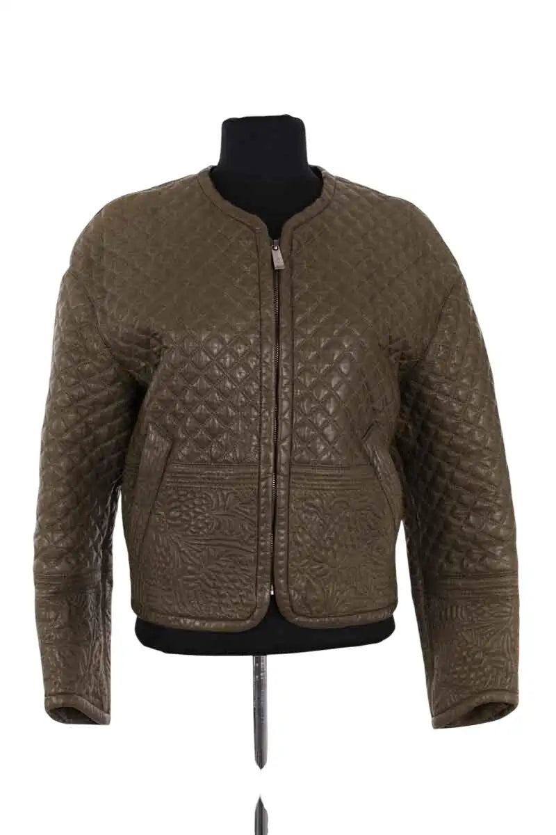 Veste Barbara Bui Kaki en Cuir, taille S - Seconde Main