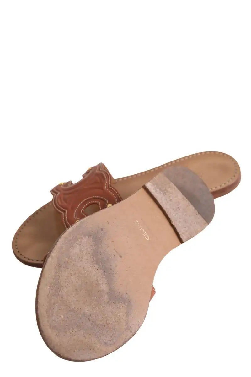 Mules Celine Marina Marron en Cuir