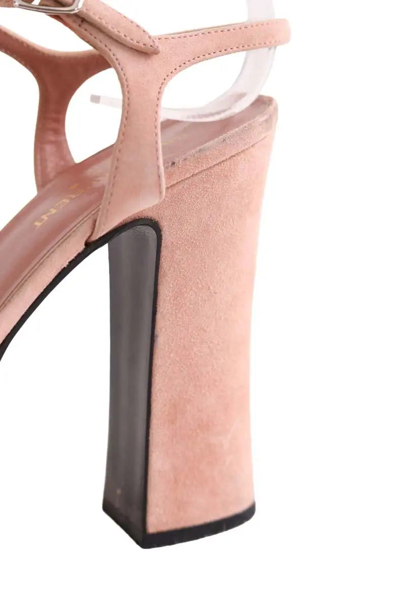 Talons Saint Laurent Rose en Daim