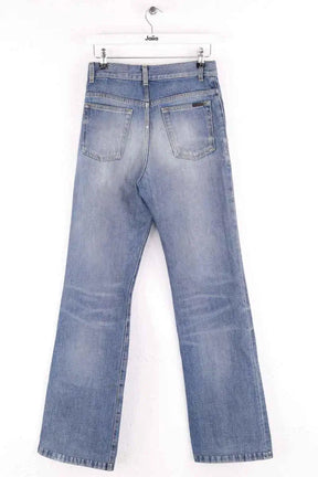 Jean large Saint Laurent Bleu en Coton