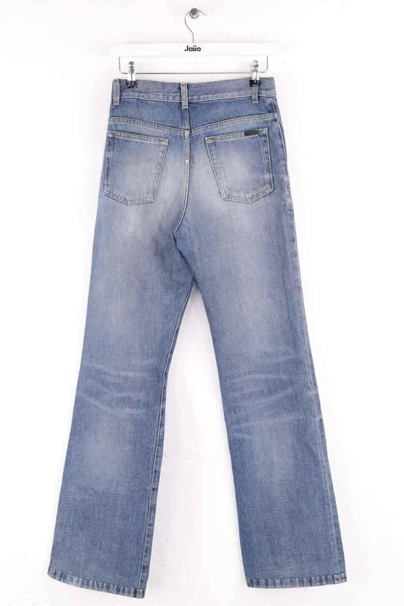 Jean large Saint Laurent Bleu en Coton