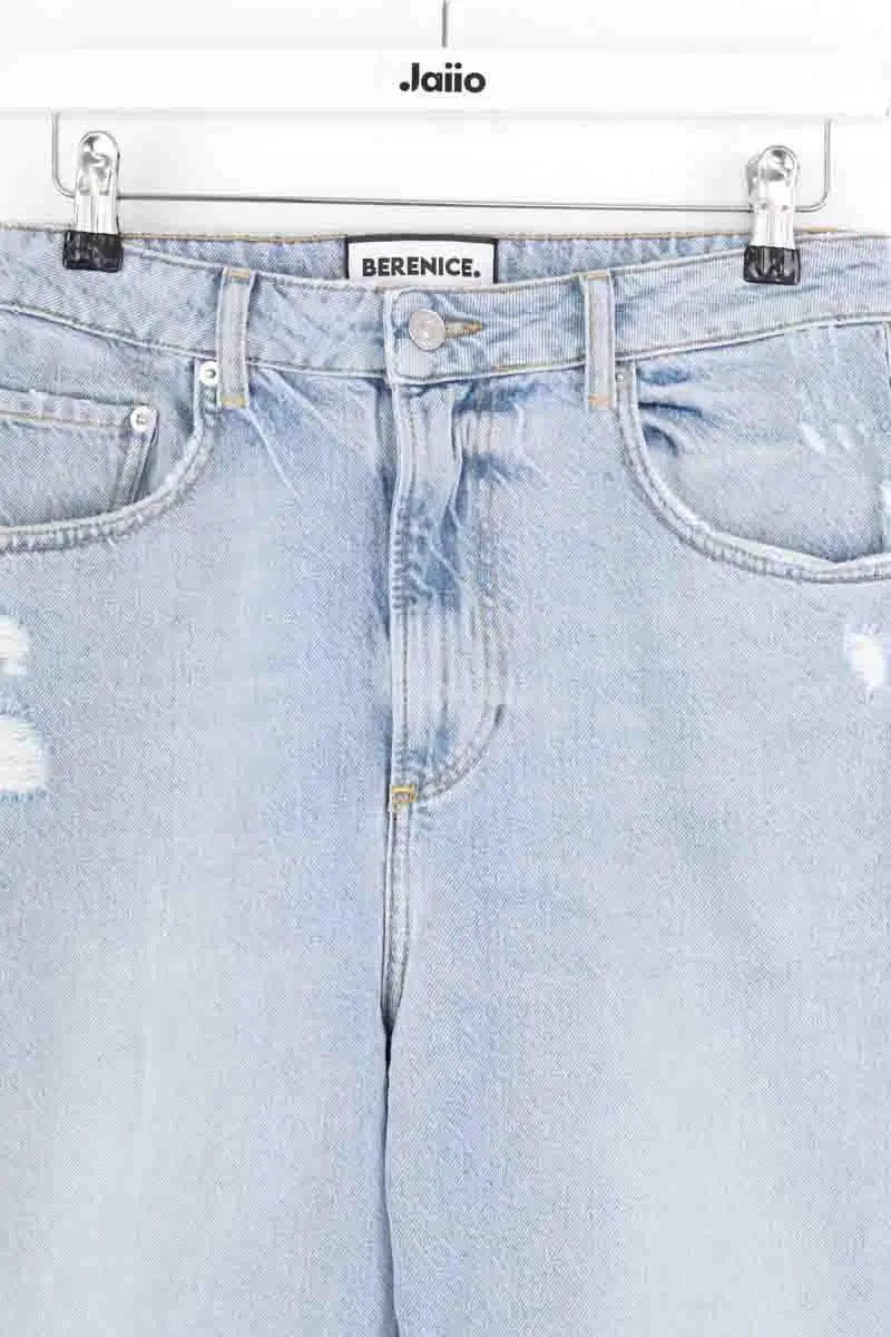 Jean ballon Berenice Pollina Bleu en Coton