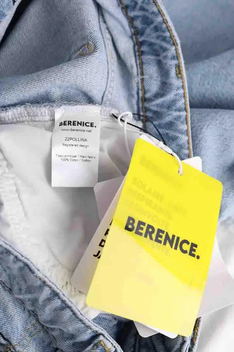 Jean ballon Berenice Pollina Bleu en Coton