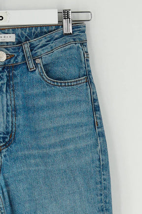 Jean bootcut Sandro Bleu en Coton