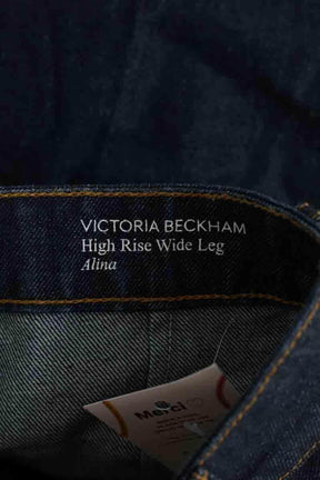 Jean bootcut Victoria Beckham High rise wide leg Alina Bleu en Coton