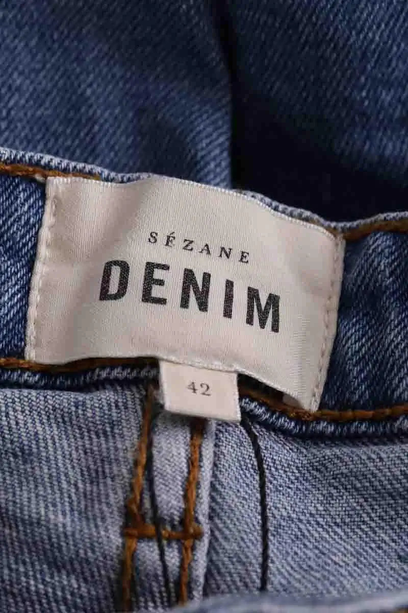 Jean boyfriend Sézane Bleu en Coton