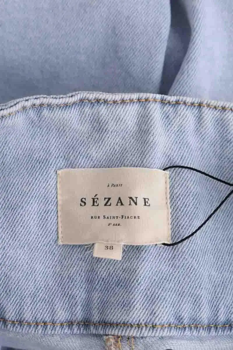 Jean boyfriend taille haute  Sézane Bleu en Coton