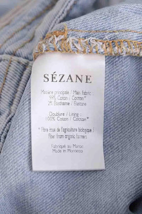 Jean boyfriend taille haute  Sézane Bleu en Coton