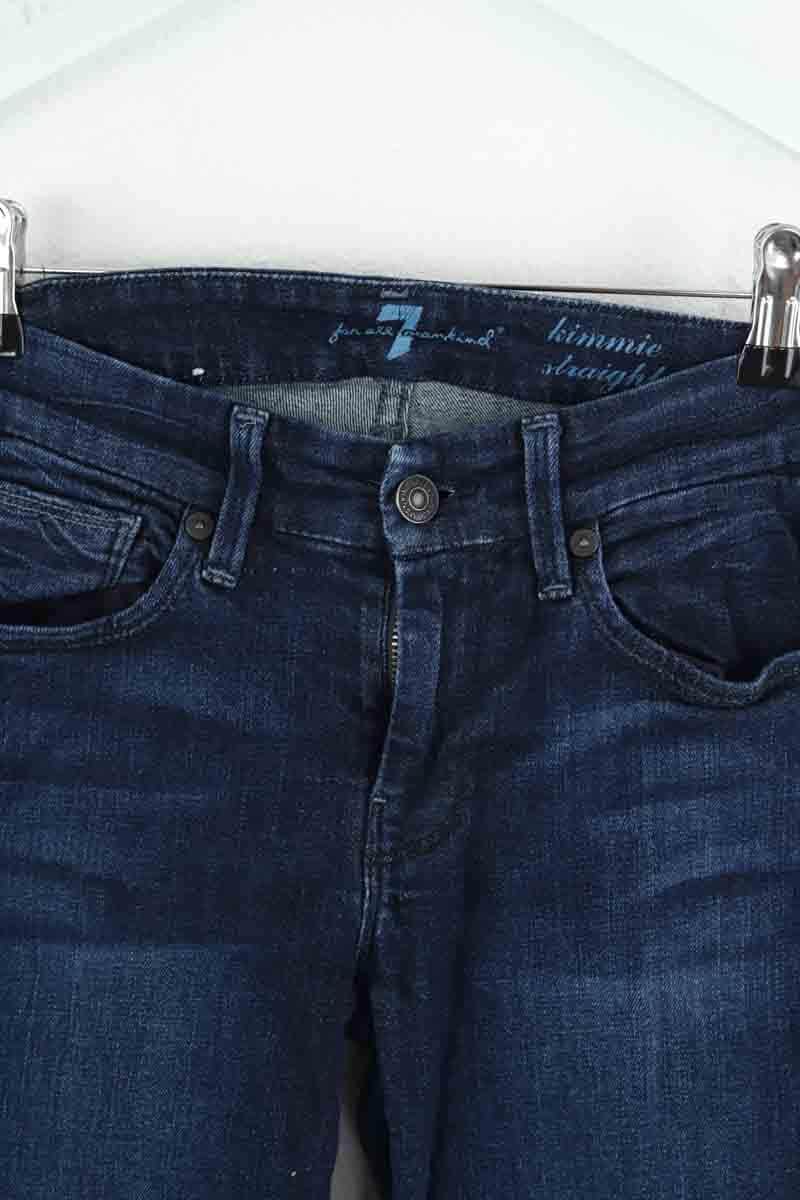 Jean droit 7 For All Mankind Bleu en Coton