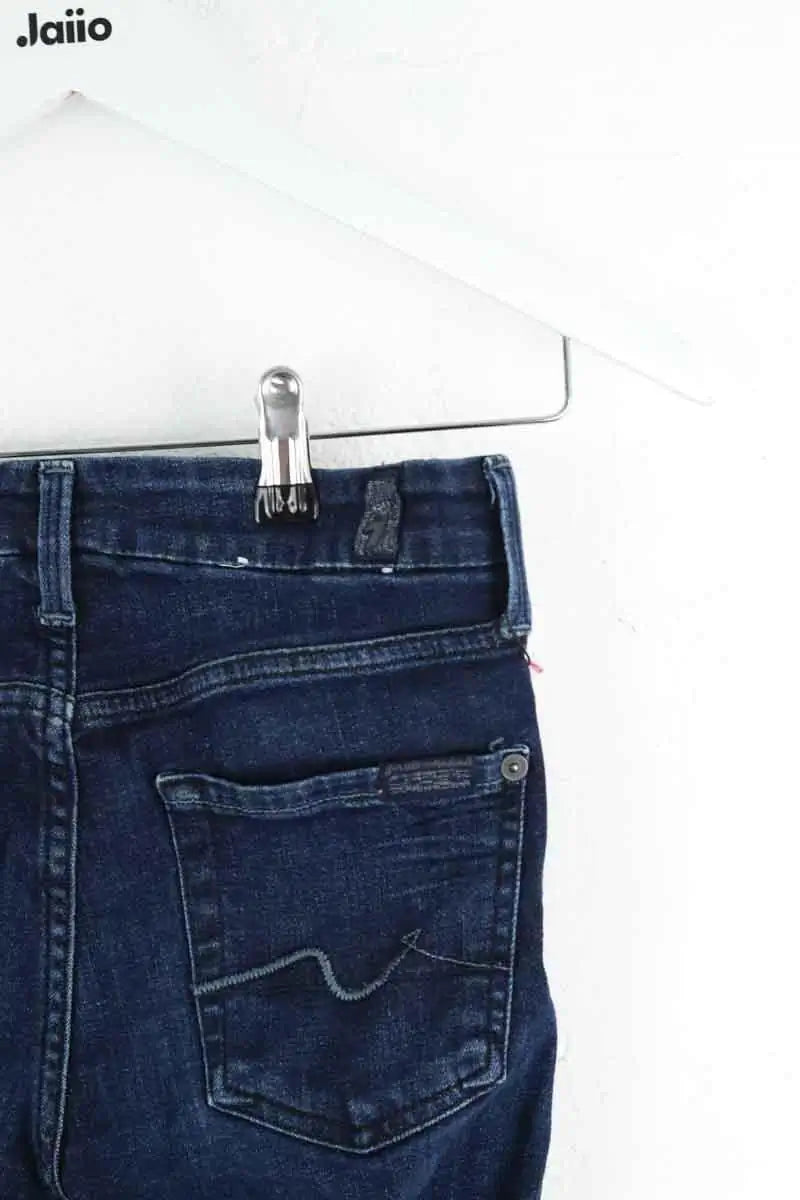 Jean droit 7 For All Mankind Bleu en Coton