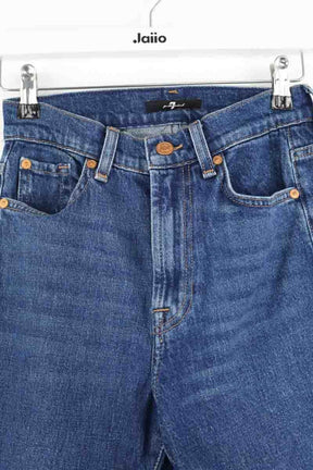 Jean droit 7 For All Mankind Bleu en Coton