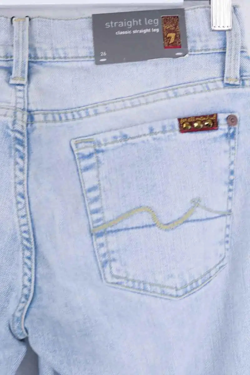 Jean droit 7 For All Mankind Bleu en Coton