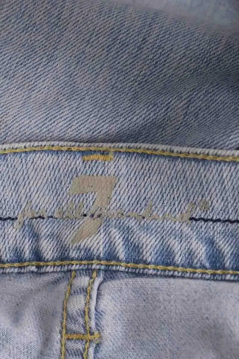 Jean droit 7 For All Mankind Bleu en Coton