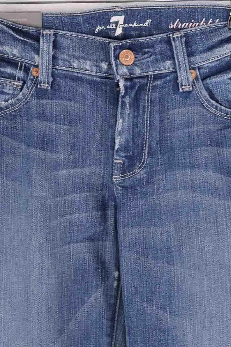 Jean droit 7 For All Mankind Bleu en Coton
