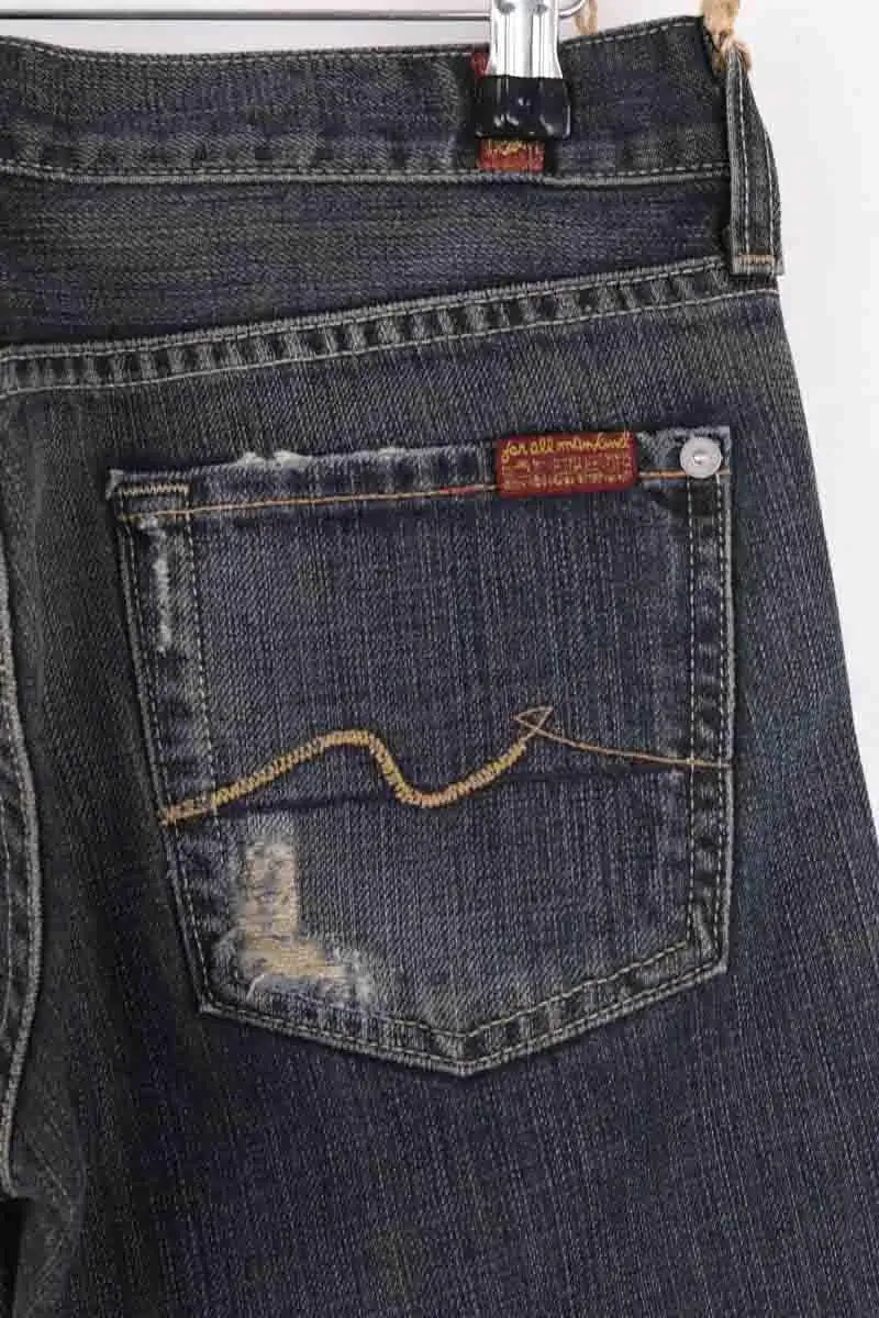 Jean droit 7 For All Mankind Bleu en Coton