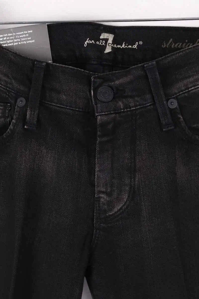 Jean droit 7 For All Mankind Noir en Coton