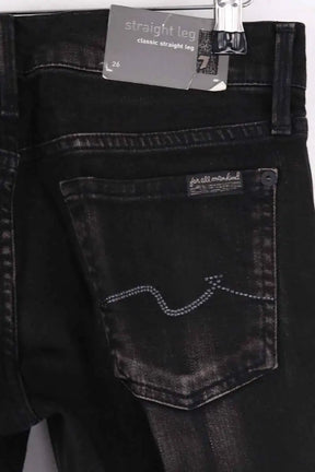 Jean droit 7 For All Mankind Noir en Coton