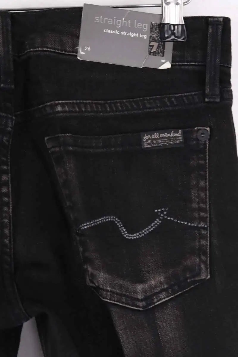 Jean droit 7 For All Mankind Noir en Coton
