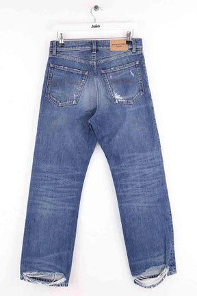 Jean droit Balenciaga Bleu en Coton