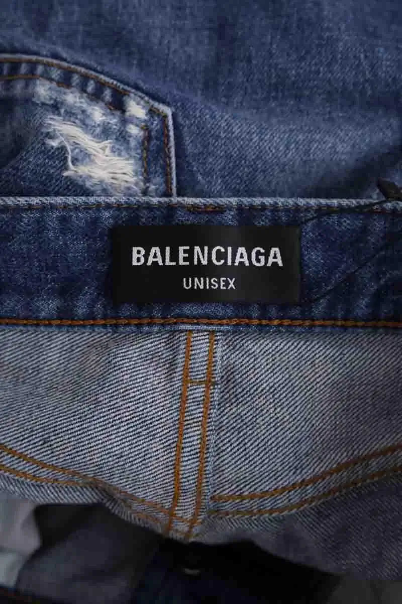 Jean droit Balenciaga Bleu en Coton