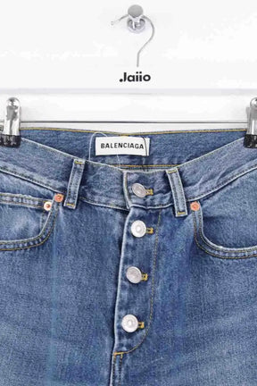 Jean droit Balenciaga Bleu en Coton