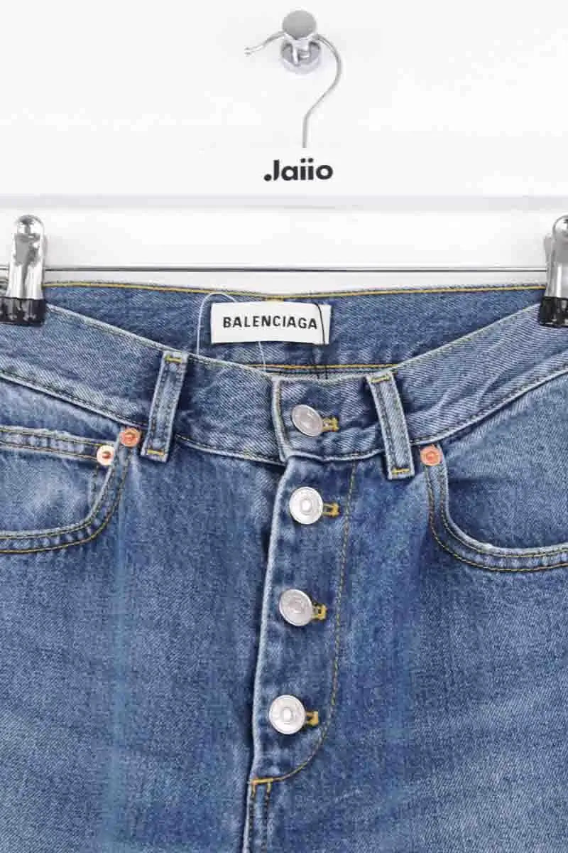 Jean droit Balenciaga Bleu en Coton