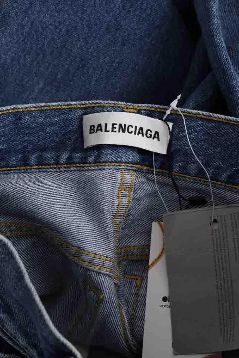 Jean droit Balenciaga Bleu en Coton