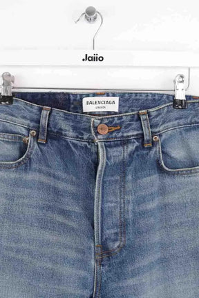 Jean droit Balenciaga Bleu en Coton