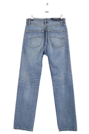 Jean droit Balenciaga Bleu en Coton