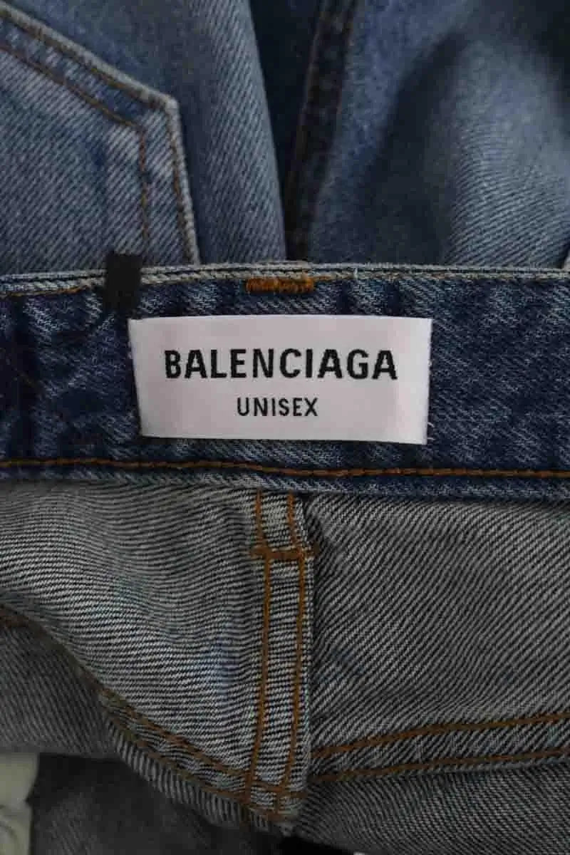 Jean droit Balenciaga Bleu en Coton