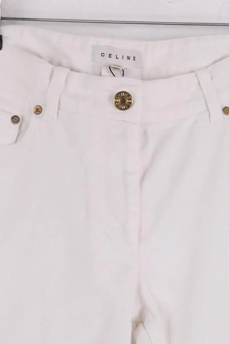 Jean droit Celine Blanc en Coton