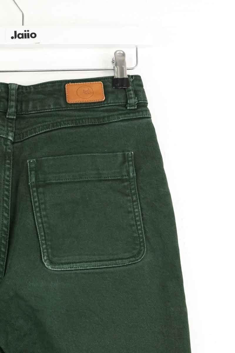 Jean droit Des Petits Hauts Vert en Coton