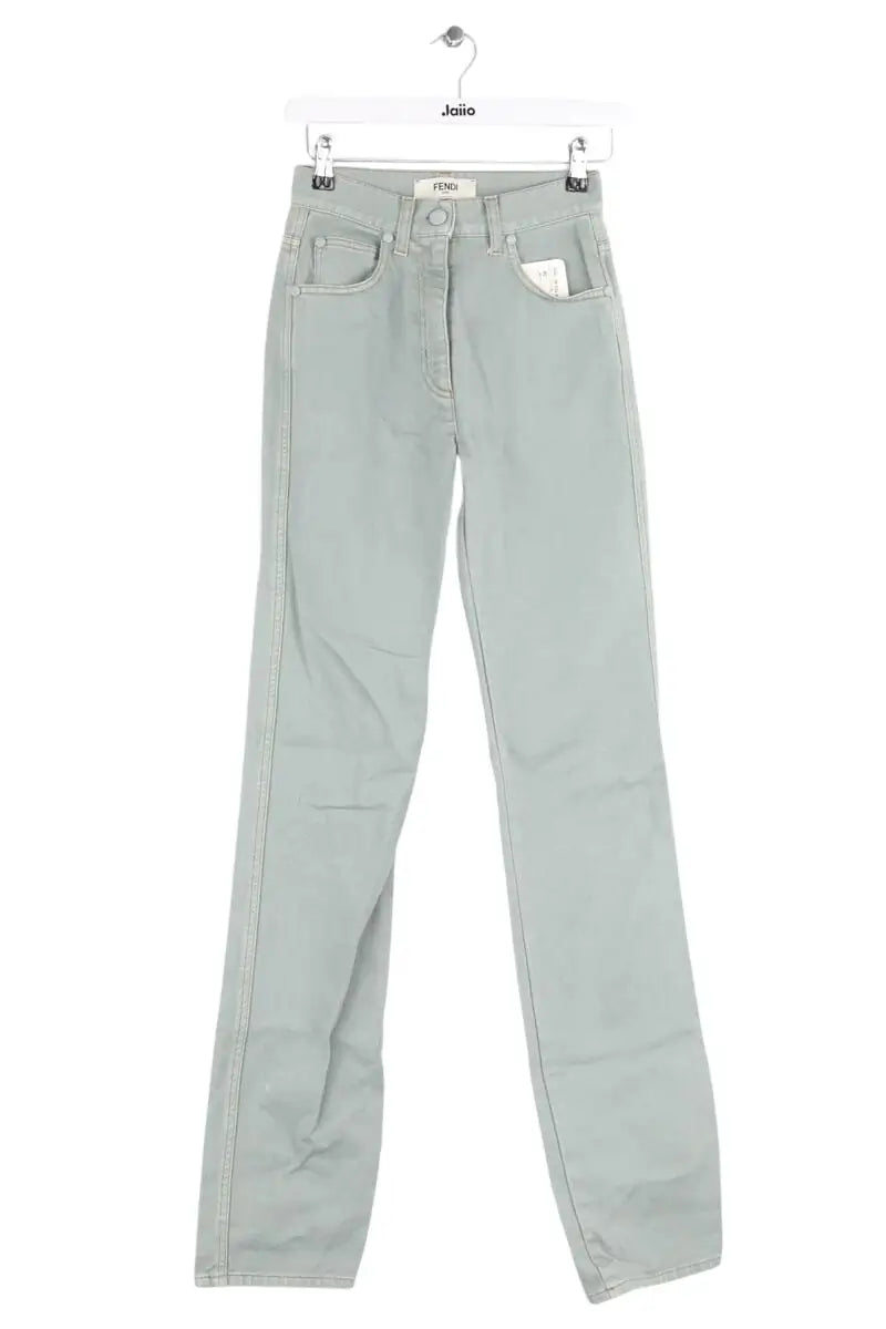 Jean droit Fendi Kaki en Coton, taille XXS - Seconde Main